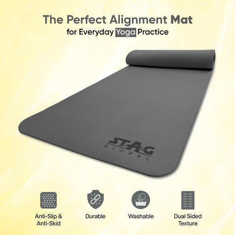 STAG GLOBAL Yoga Mantra Plain Mat 6mm With Bag | Dual-Sided Texture Mat for Everyday Yoga Practice – alternate view