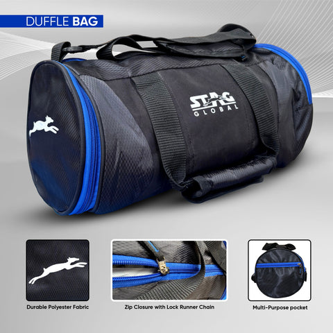 STAG GLOBAL Duffle Bag,  Durable Travel Companion, Comfortable shoulder strap, Black & Blue – alternate view