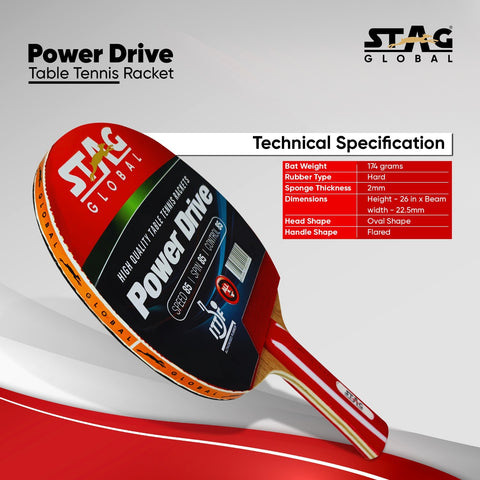 STAG GLOBAL Power Drive Table Tennis Racket – Perfect for Intermediate Players – alternate view