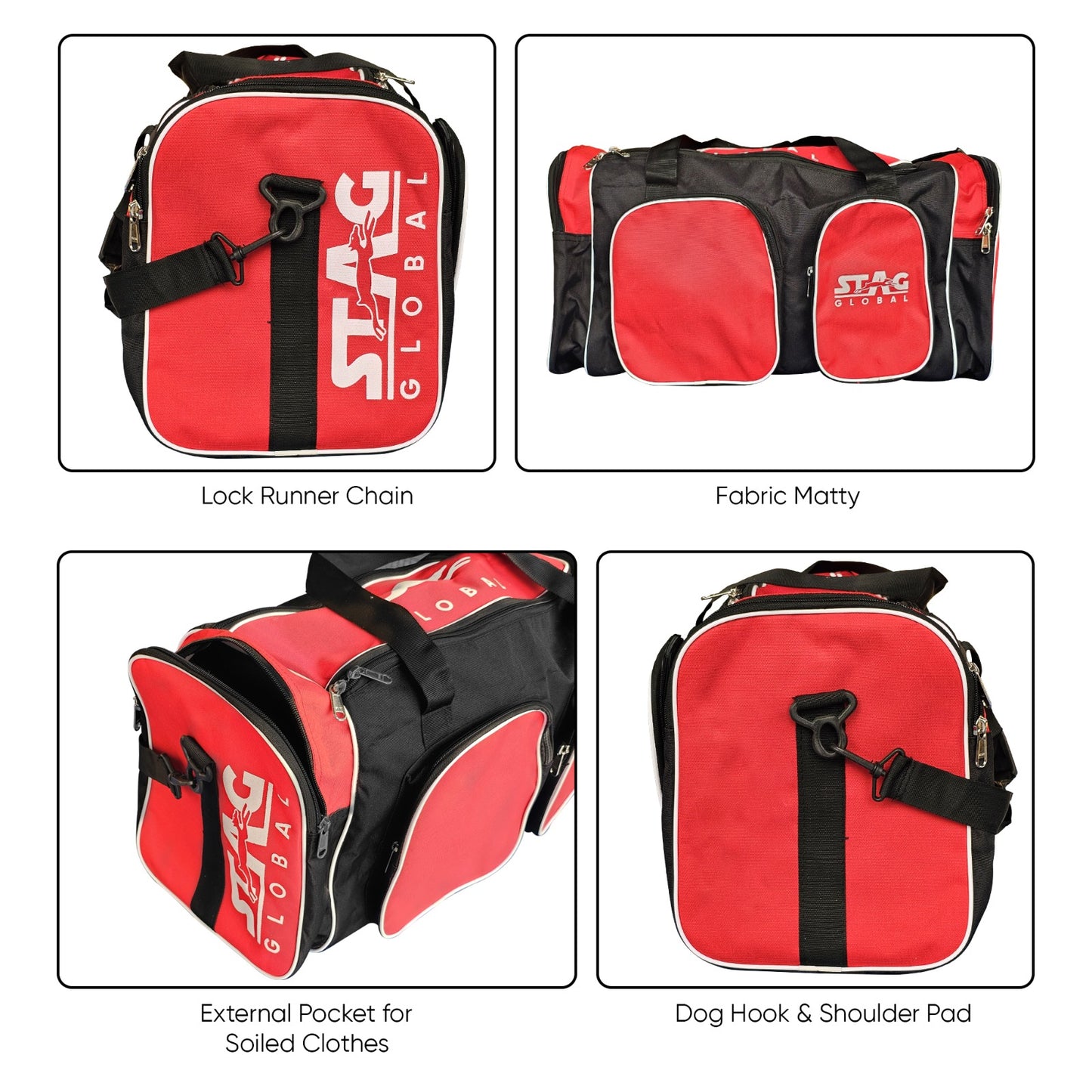 STAG GLOBAL  Large Kit Bag – Premium Table Tennis Equipment Carry Bag with Spacious Compartments