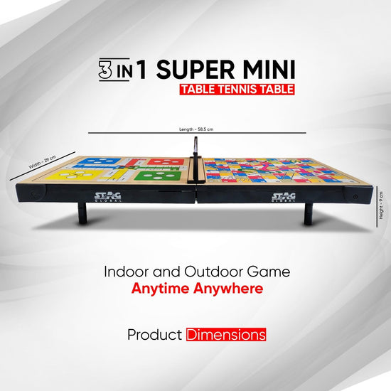 STAG GLOBAL (NEW LAUNCH) 3 IN 1 Super Mini Table Tennis Table |  Portable Fun |  Lightweight |  Anytime Anywhere