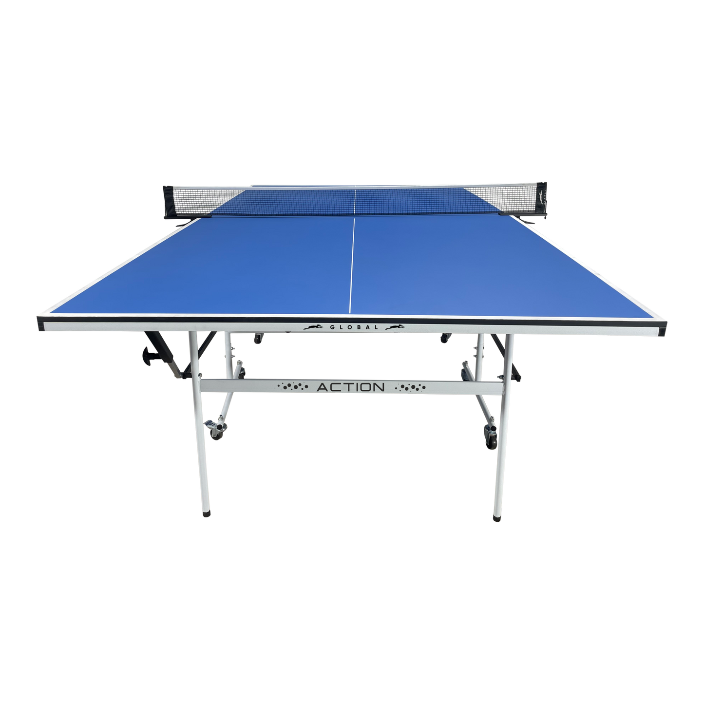 STAG (New Launch) Stag Global Action Table Tennis Table Blue Top | Thickness 16mm With Net Set, Table Cover, 2 Racquets And 6 Balls Features Quick Assembly And Play Back Mode