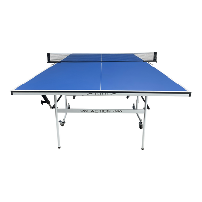 STAG (New Launch) Stag Global Action Table Tennis Table Blue Top | Thickness 16mm With Net Set, Table Cover, 2 Racquets And 6 Balls Features Quick Assembly And Play Back Mode