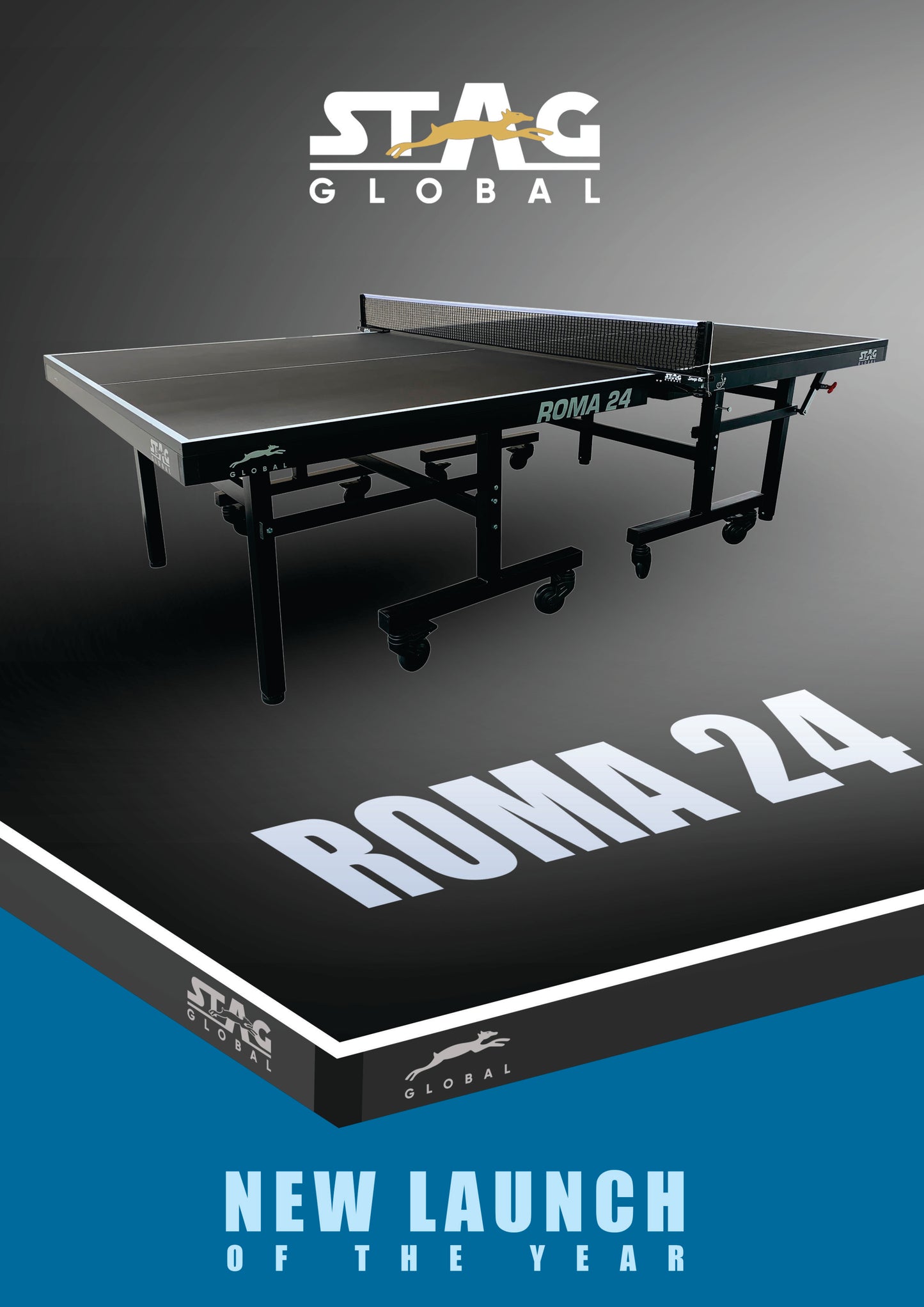 STAG GLOBAL LIMITED EDITION | ROMA TABLE TENNIS TABLE WORLD MASTERS CHAMPIONSHIP 2024 | BLACK | FULL SIZE | FOLDABLE | IDEAL for BOTH HOME & CLUB