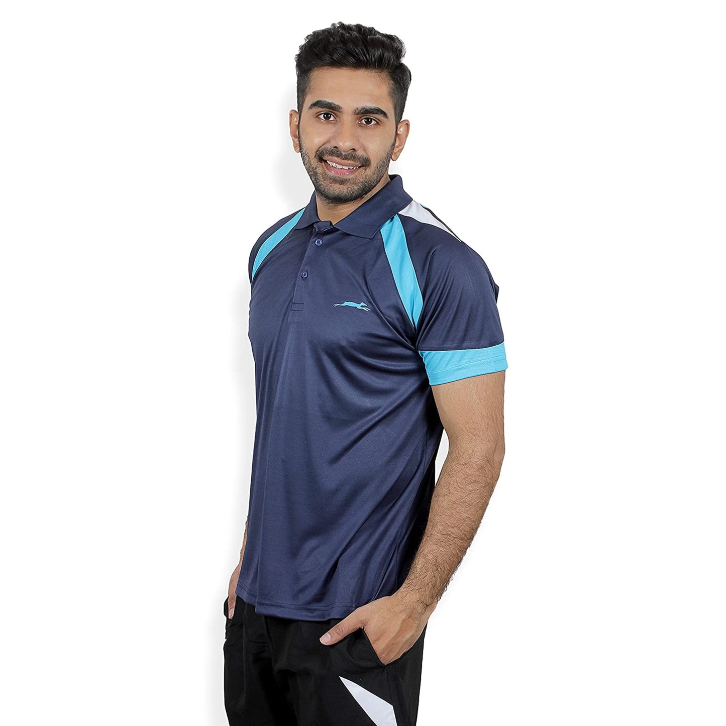 Stag Men's Solid Regular Fit T-Shirt (Model: Prox/ Navy Blue)