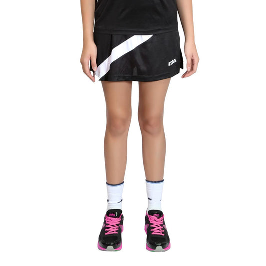 STAG GLOBAL  Gel Women's Sports Skirt   Black & White | Lightweight | Stretchable Athletic Skirt for Training & Matches