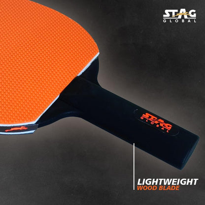 (New Launch) STAG Global Series 2 Table Tennis Racket | Lightweight |FUNPLAY & Beginners | Multi-Color |Grip Color Green & Black |