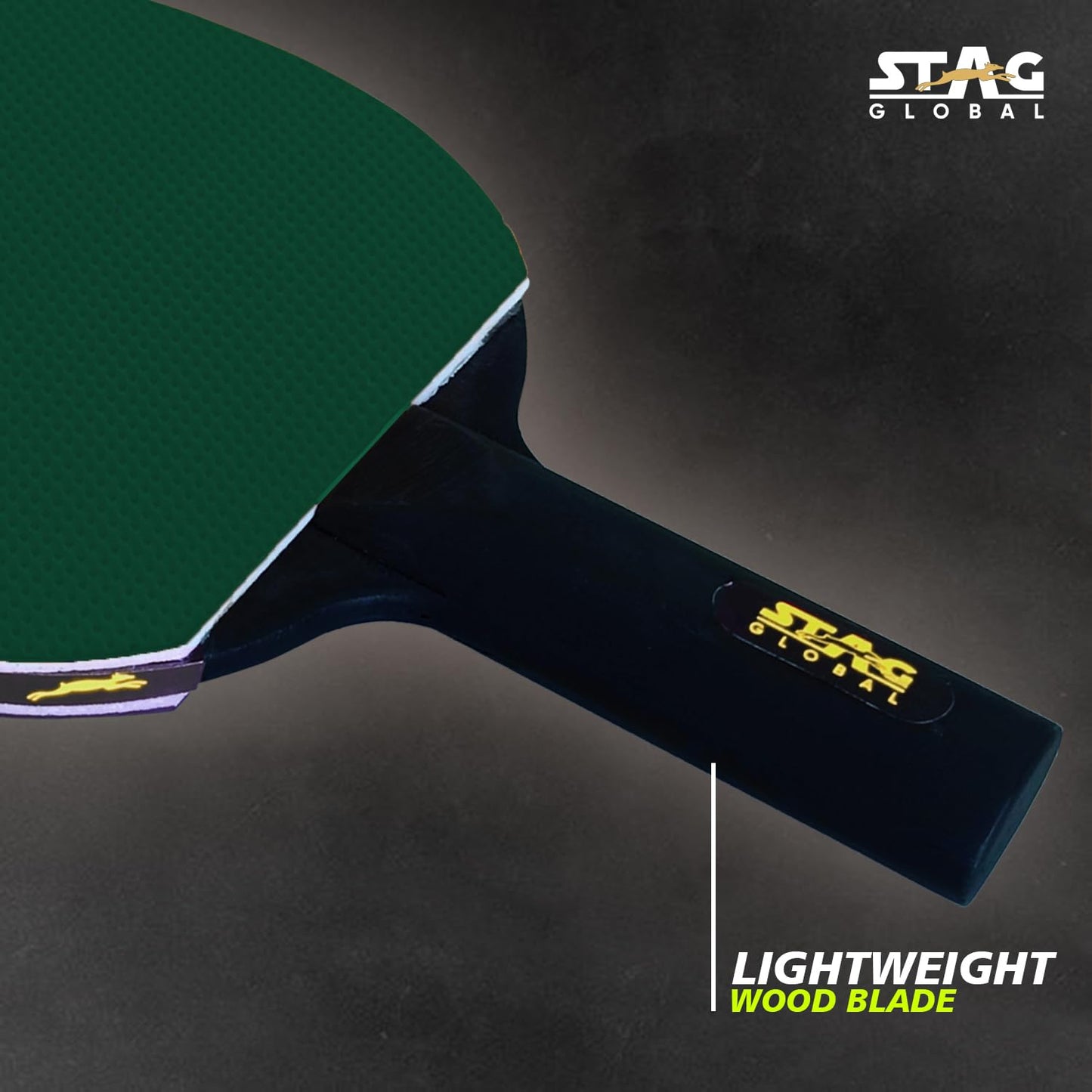 (New Launch) STAG Global Series 2 Table Tennis Racket | Lightweight |FUNPLAY & Beginners | Multi-Color |Grip Color Green & Black |