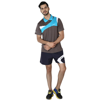 Stag Men's Solid Regular Fit T-Shirt (Model: Viper/ Grey Aqua)