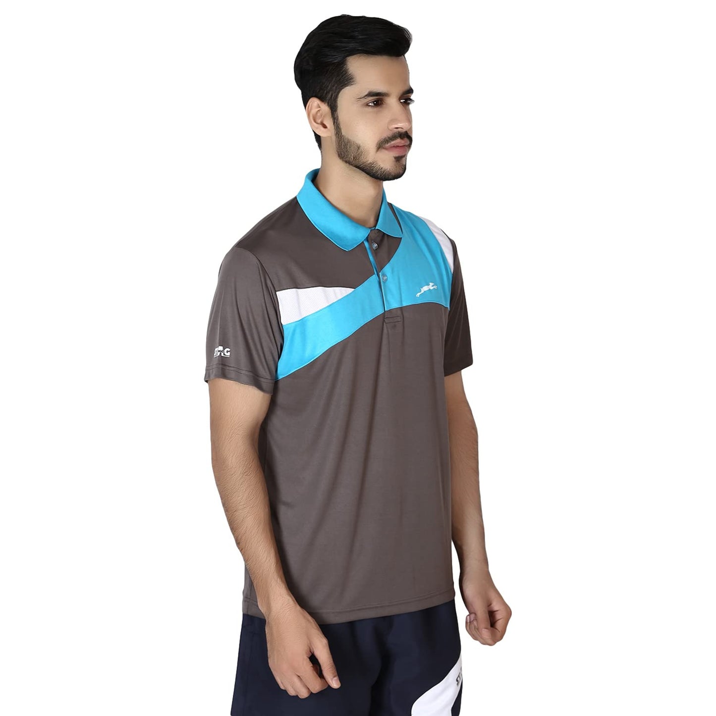 Stag Men's Solid Regular Fit T-Shirt (Model: Viper/ Grey Aqua)