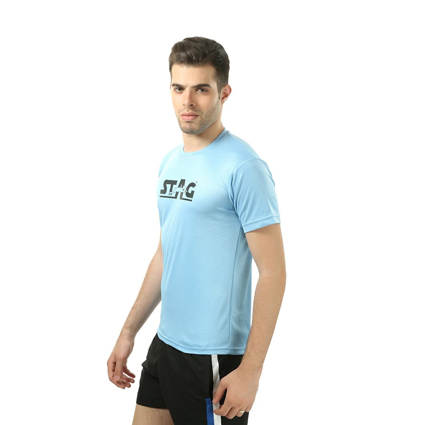 Stag Global Round Neck T-Shirt Sky Blue (Model: ST-RN1)