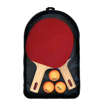 STAG 1 Star Table Tennis Playset (2 Racquets & 3 Balls) (White), (Model: 1 Star Playset)