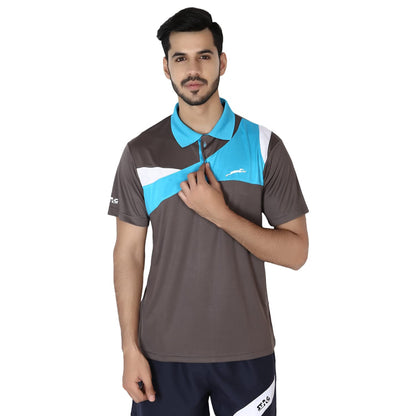 Stag Men's Solid Regular Fit T-Shirt (Model: Viper/ Grey Aqua)