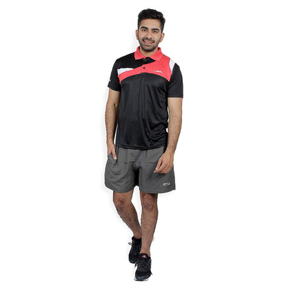 Stag Men's Solid Regular Fit T-Shirt (Viper: Black/Red)