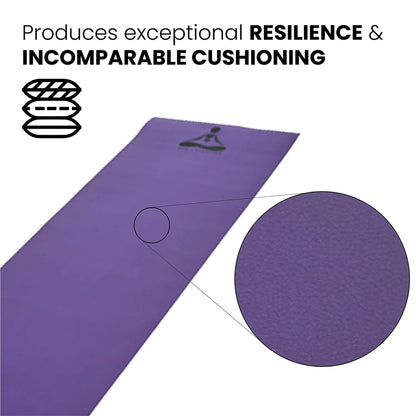 Stag Yoga Mantra Plain Purple Mat With Bag, 4MM Thickness