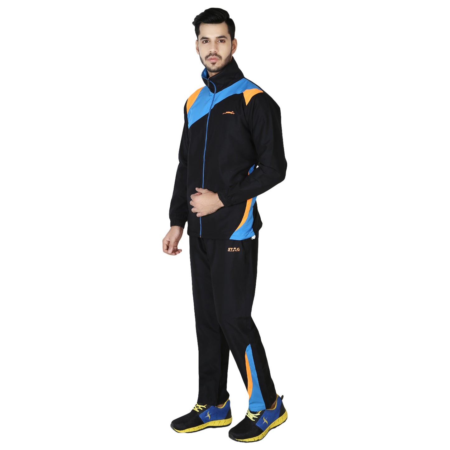 STAG Men's Tracksuit (Model : Platinum Black Orange)